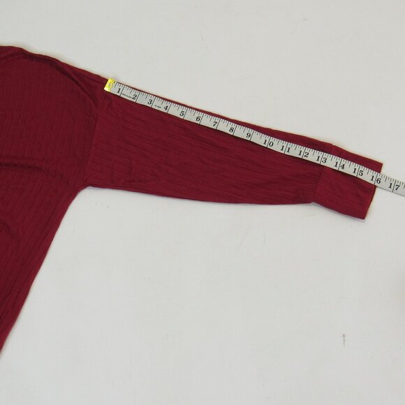 New Nadine West Long Sleeve Button Knit Tie Front Blouse Top Size XL Red Wine - Picture 6 of 7
